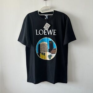 🚩steal authentic Loewe Black Cityscape Short Sleeve Tee